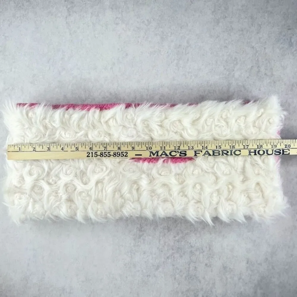 Heurueh Hybrid Pull Thru Scarf Winter White Vegan Fur Pink Fleece Lined $180 NEW